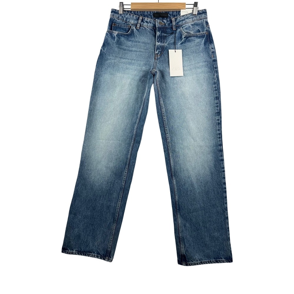 Zara Low Rise Straight Jeans sz 8 Blue relaxed boho retro Y2K 90s